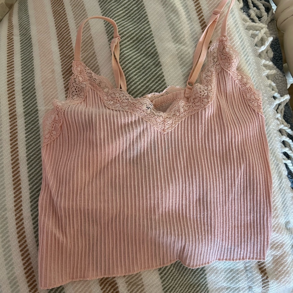 pink ribbed tank